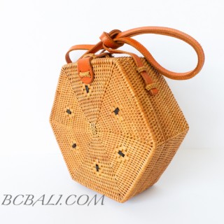 Shape rattan ata sling bags natural balinese handmade